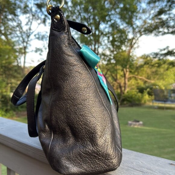 Coach Ashley(F20104) Black Leather w/Python Embossed Trim Tote/Shoulder Bag(EUC) - Picture 10 of 17